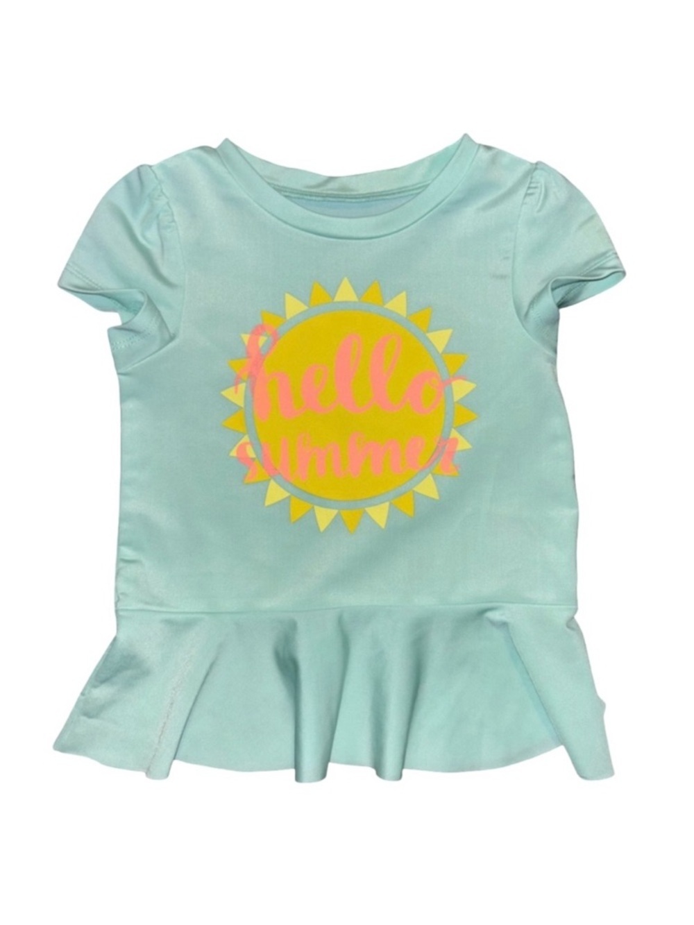 Cat & Jack ~ Teal Swim Shirt Cover Up UV Protectant with Sun Graphic 2T NWOT
